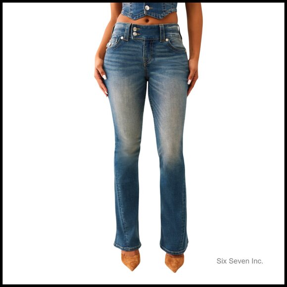 Denim - Vintage Flare Jeans with Flap Pockets and Iconic Stitching Y2K Retro Chic